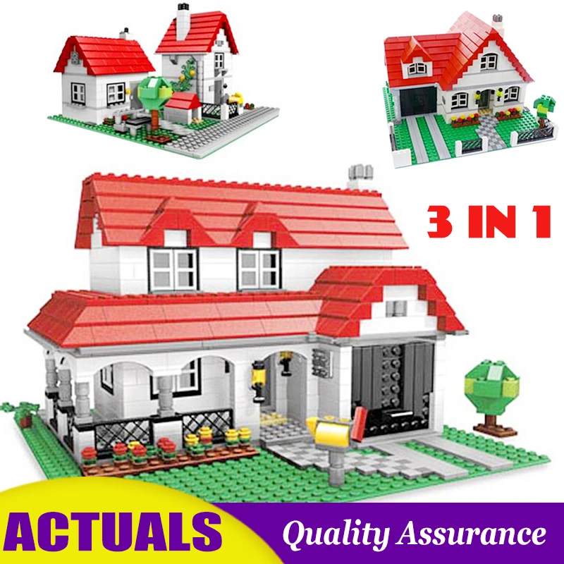 

3 In 1 American House 24027 Compatible Lego 4956 Creator Building Block Red Villa 3D Construction Toy Brick Christmas Gift