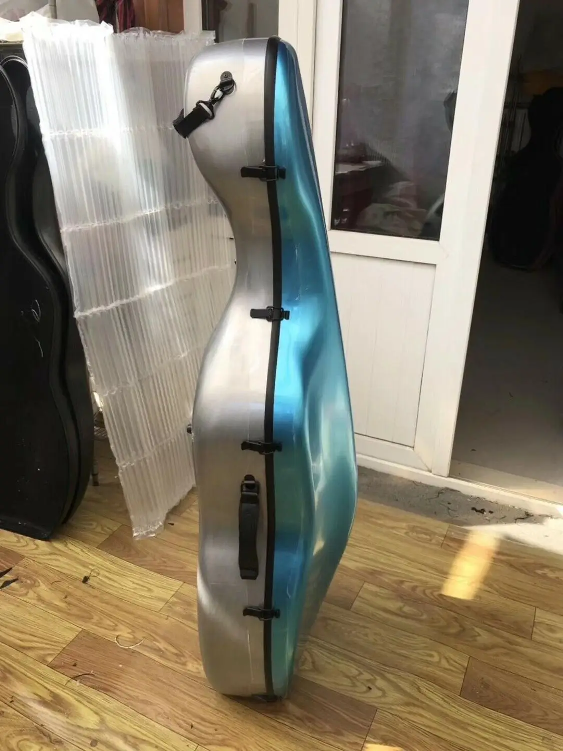 

Grey+Blue color carbon fiber composite cello case 4/4 with wheels