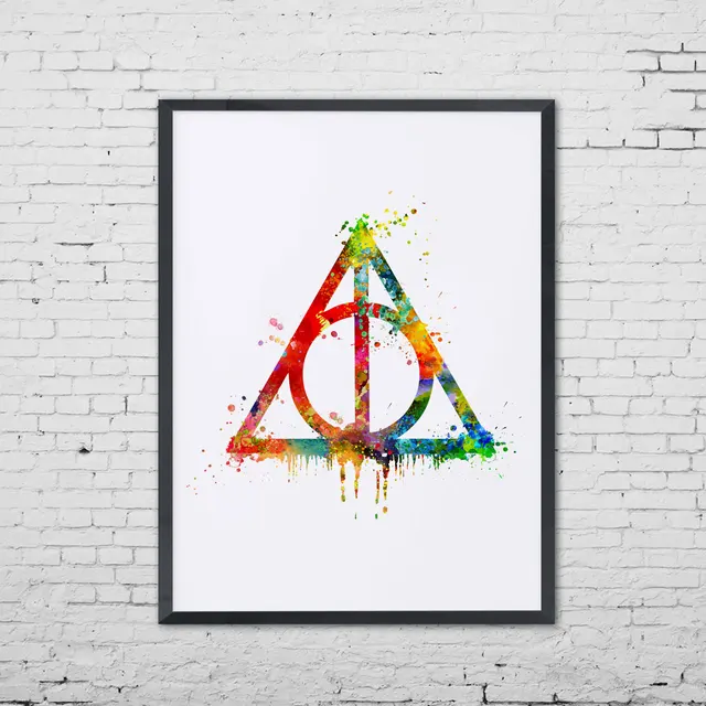 Harry Potter Insygnia śmierci Reprodukcja Akwarela Tatuaż Malowanie