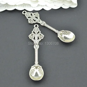 

30pcs/lots Antique metal tibetan silver charms spoon jewelry pendants for diy necklace bracelet jewelry making 62*15mm Z42946