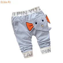 Новинка года, весенне-осенние детские брюки хлопковые штаны со слоном для маленьких девочек 1 предмет, штаны для детей от 0 до 2 лет повседневные штаны