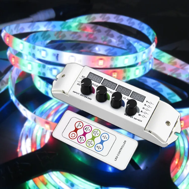 DC12V -24V Knob RGBW controller with RF wireless Remote RGB Controller multi function light display controller 5A/CH*4 RGBW