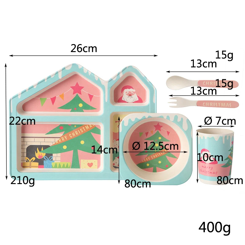 Детская тарелка и чаши набор, бутылочка для кормления тарелки столовая ложка, вилка, чашка 5 шт./компл. детская посуда из бамбукового волокна, с персонажами из мультфильмов для детей