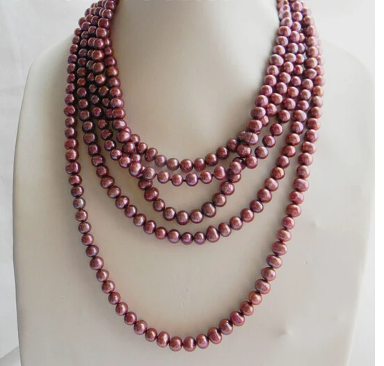 

Free shipping@@@@@ A>100'' 8mm Purple Round Freshwater Pearl Necklace a