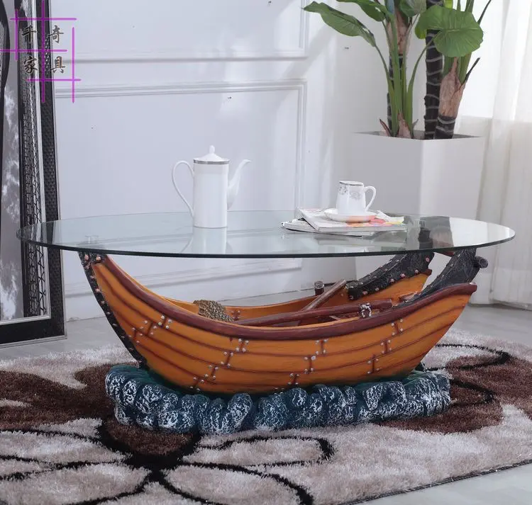 Ship small family style tea table. Oval round tea table. Contracted character of tea table.