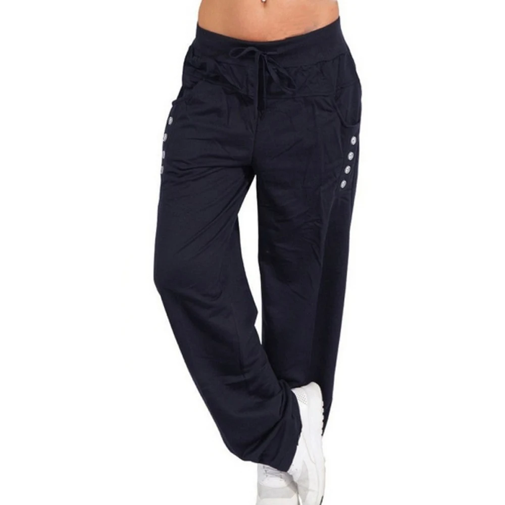 NIBESSER Plus Size Women Casual Loose Pants Sports Workout Trousers Fashion Pants Sportswear Fitness Drawstring Trousers - Цвет: Navy