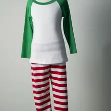 Год Дети Зимние девушки детская одежда дети рождественские пижамы зеленая рубашка/топ красный полосатый рябить Брюки бутик наряды