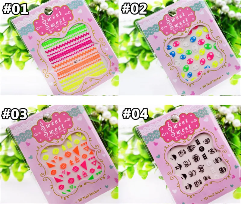 

2015 New Arrive 3D Colorful Women Nail Art Tips Stickers Decal Acrylic Manicure Decorations Hot Sale