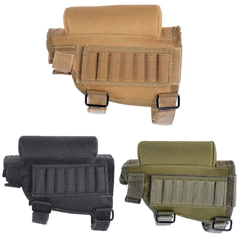 Adjustable Outdoor Tactical Butt Stock Rifle Cheek Rest Pouch Bullet Holder Nylon Riser Pad Ammo Cartridges Bag | Спорт и