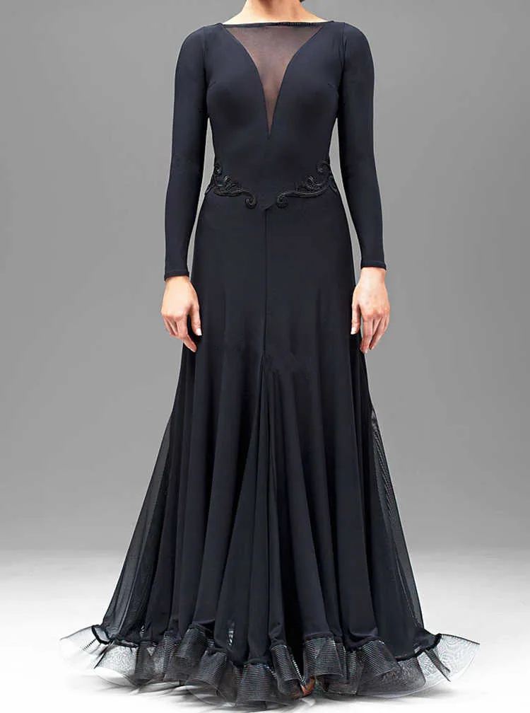 Black Adult modern dance costumes women ballroom dance dresses standard ballroom dancing clothe Competition standard dress