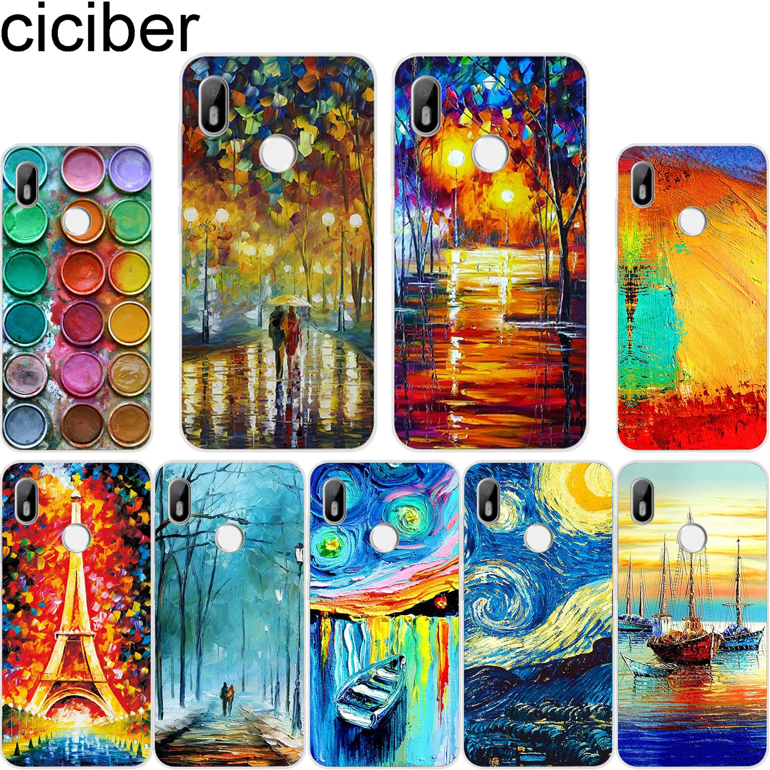 

ciciber For BQ Aquaris C U2 U X5 V VS X2 X Lite Pro Plus E5 s E4.5 M5 M5.5 M4.5 Back Cover Clear TPU Phone Cases Oil painting