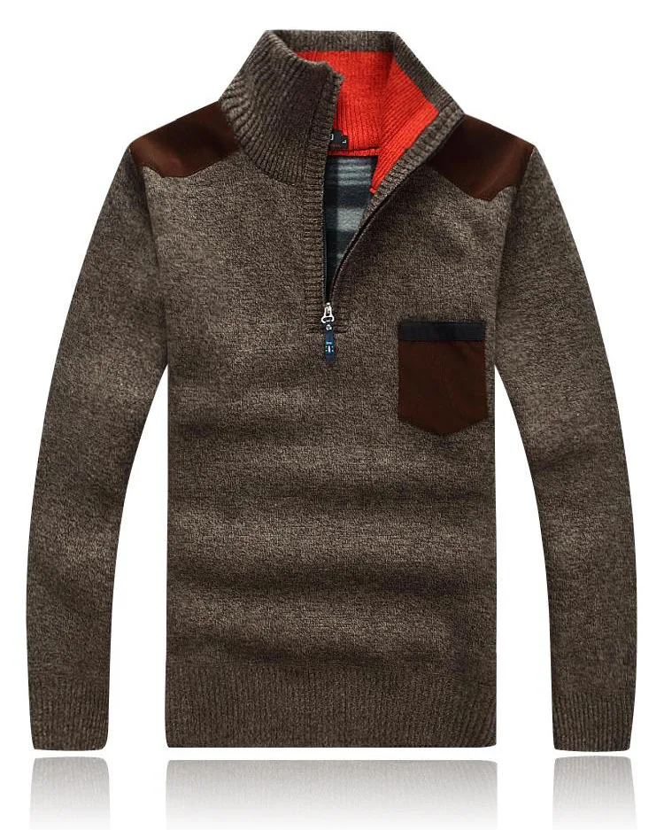 Новая Осенняя модная брендовая одежда повседневные мужские свитера с воротником-стойкой на молнии, вязаные свитера и пуловеры, большие размеры 3XL