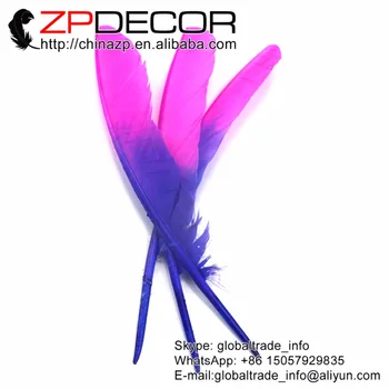 

ZPDECOR 50pieces/lot 30-35cm(12-14inch) Dyed Purple Tipped Hot Pink Turkey Quill Wing Feather for Angel Wings
