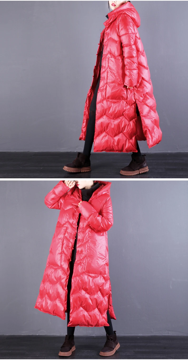 Зимнее пальто, новое винтажное хлопковое пальто с пряжкой, Женская Глянцевая хлопковая куртка, Женская свободная утолщенная длинная куртка с капюшоном, верхняя одежда 98