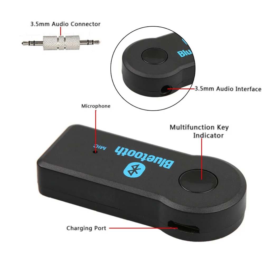 Мини 3,5 мм разъем AUX аудио MP3 музыка Bluetooth приемник автомобильный комплект Беспроводной Громкая Связь Динамик Наушники адаптер A2DP USB для iphone