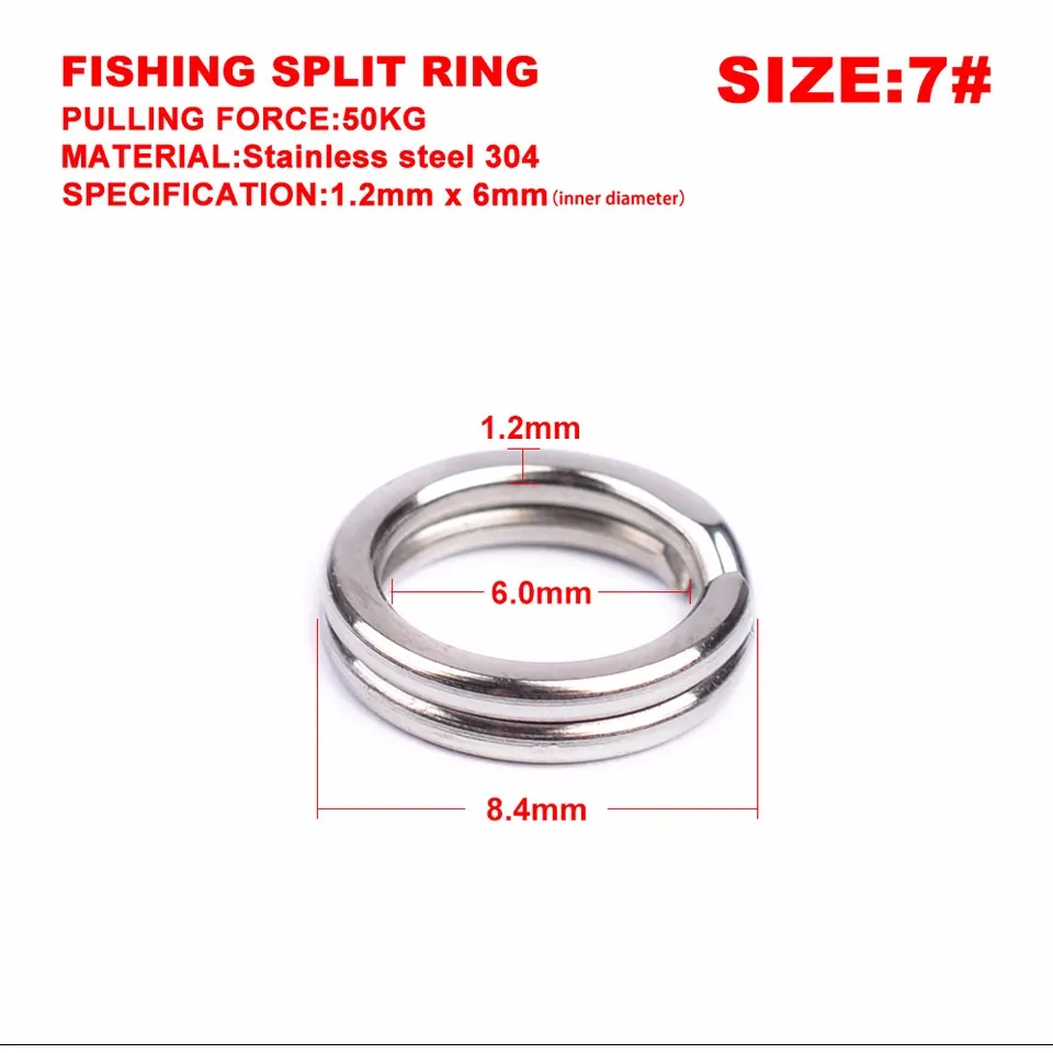 100Pcs Metal Round Split Rings Double Loop Ring Fishing Lures Tackle 6mm