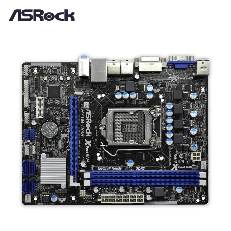 

Asrock H71M-DGS Desktop Motherboard H61 Socket LGA 1155 i3 i5 i7 DDR3 16G USB2.0 Micro-ATX