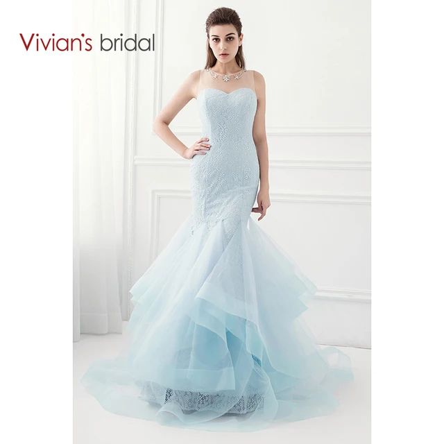 Tiffany Blue Lace Prom Dress
