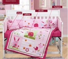 4PCS embroidery Flower Baby beding bumper set Bed Around Cute & Fancy cotton Baby Cot Set ,include(bumper+duvet+sheet+pillow)