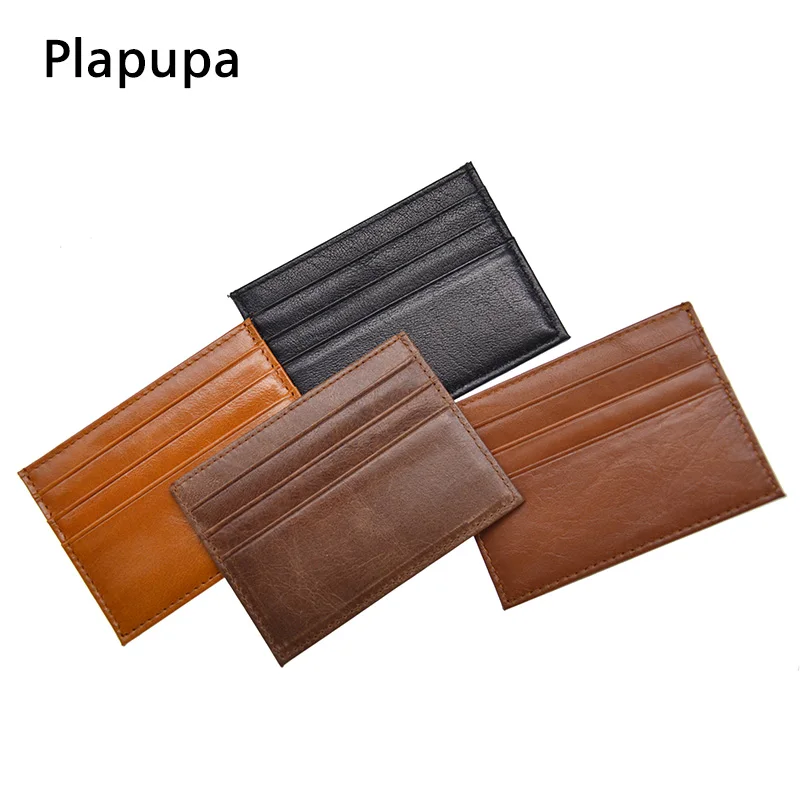 

100% Genuine Leather Vintage ID Credit Card Holder Multiple Bank ID Card Holder Small Thin Wallet Card Cover Customize name LOGO