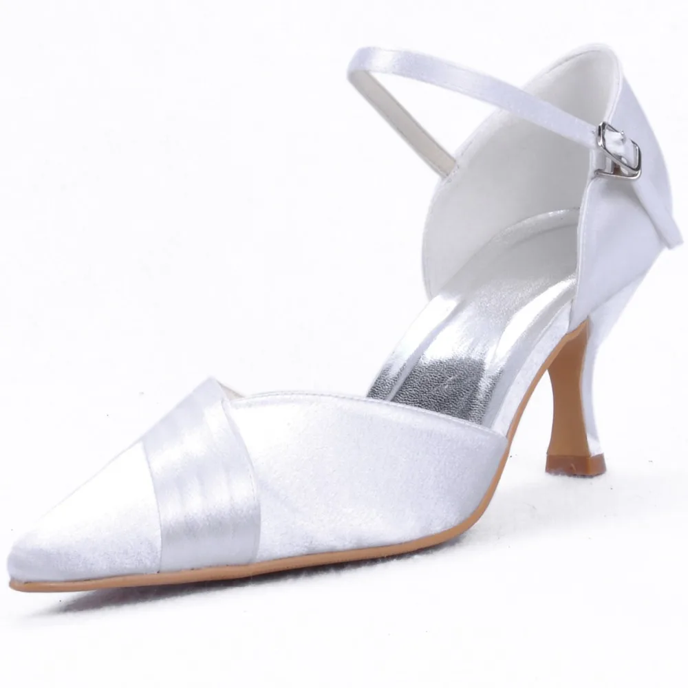 EP11012 Women Shoes White Pointy Toe Bridal Party Pumps Mary Jane