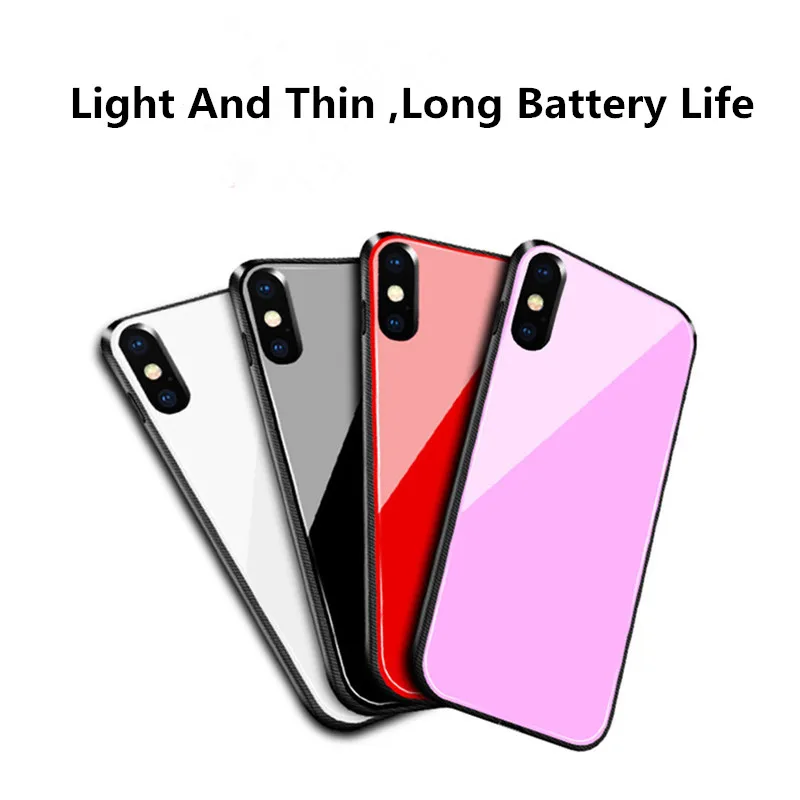 KQJYS 5000 мАч 9H закаленное стекло зарядное устройство чехлы для iPhone X Xs чехол