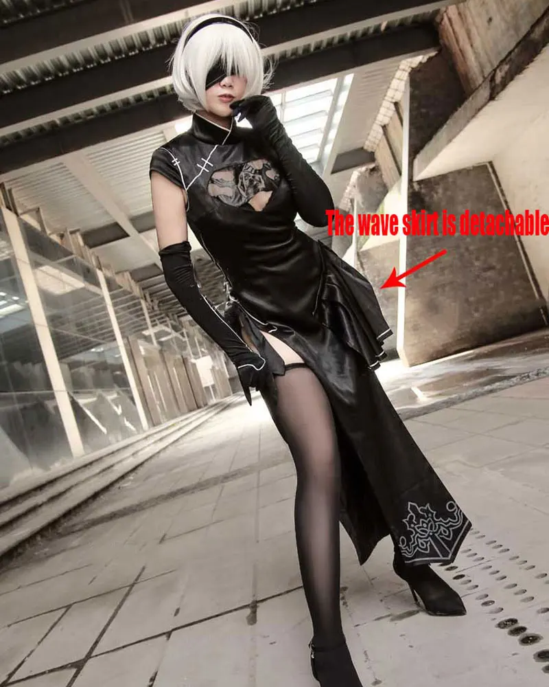 Новая игра Косплэй НИР: автоматы YoRHa 2B № 2 Тип B Cheongsam Сексуальная Униформа Женские туфли черного цвета Косплэй костюм адаптируемые под требования заказчика