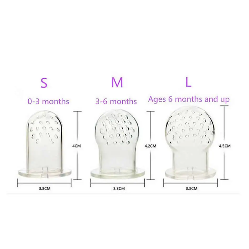 Bebé silicona Chupetes seguro bebé alimentador Alimentación herramienta Pezones gel de sílice bebé fruta silicona chupetes de alimentacion