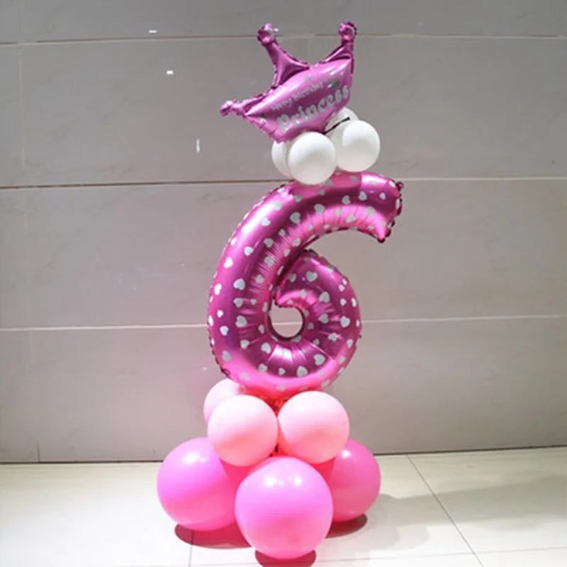 Doriwoo 20 шт. фольгированные шары с цифрами для детей 1, 2, 3, 4, 5, 6, 7, 8, 9 лет, украшения для вечеринки в честь Дня Рождения, для малышей, для мальчиков и девочек - Цвет: Pink 6