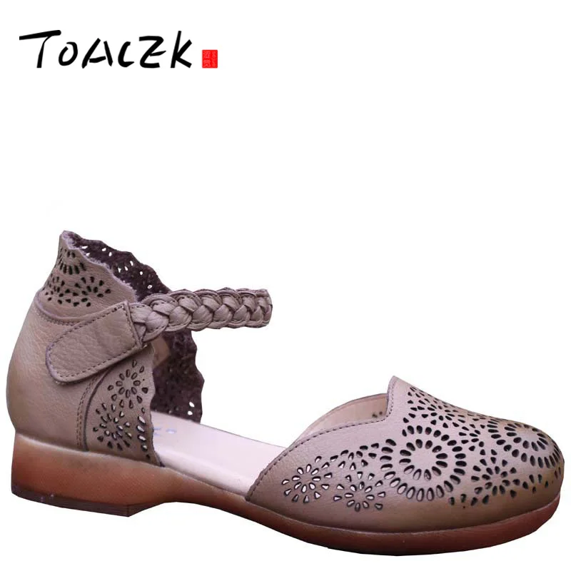 

Leather flat women's single shoes, summer bun sandals, female Roman retro art egg roll shoes