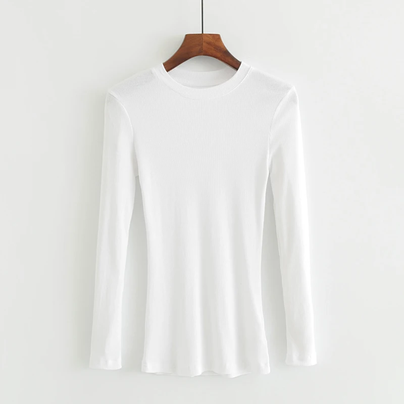 Women Crew Neck Ribbed  Long Sleeve Slim Fit T-shirt For size XS/S