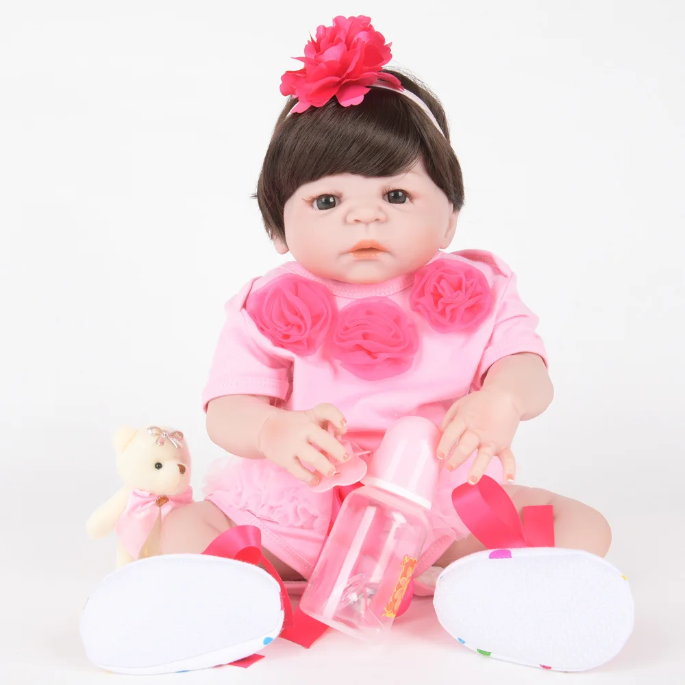 

22 Inch Soft Full Silicone Reborn Baby Newborn Princess Girl Doll for Kids Toy Christmas Birthday New Year Gift