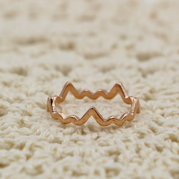 Женское кольцо в форме ЭКГ из нержавеющей стали|wave ring|fashion rings womenring women |