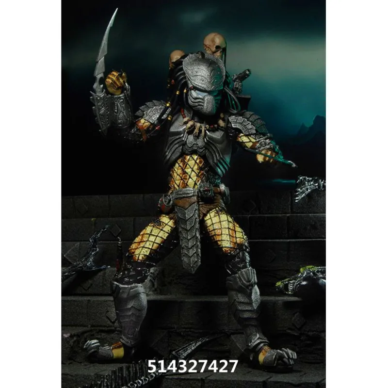 

7 inch Alien vs. predator NECA Scar Predator chopper predator AVP Warrior The 14th wave PVC Action Figure Toy BOX 18CM H104