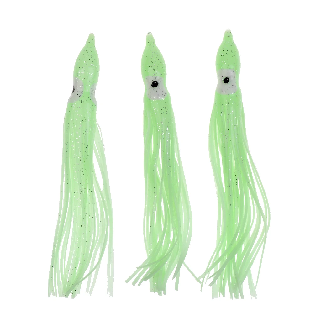 

3Pcs Large Soft Fishing Saltwater Octopus Squid Skirt Luminous Lures Baits 16cm 6.3inch