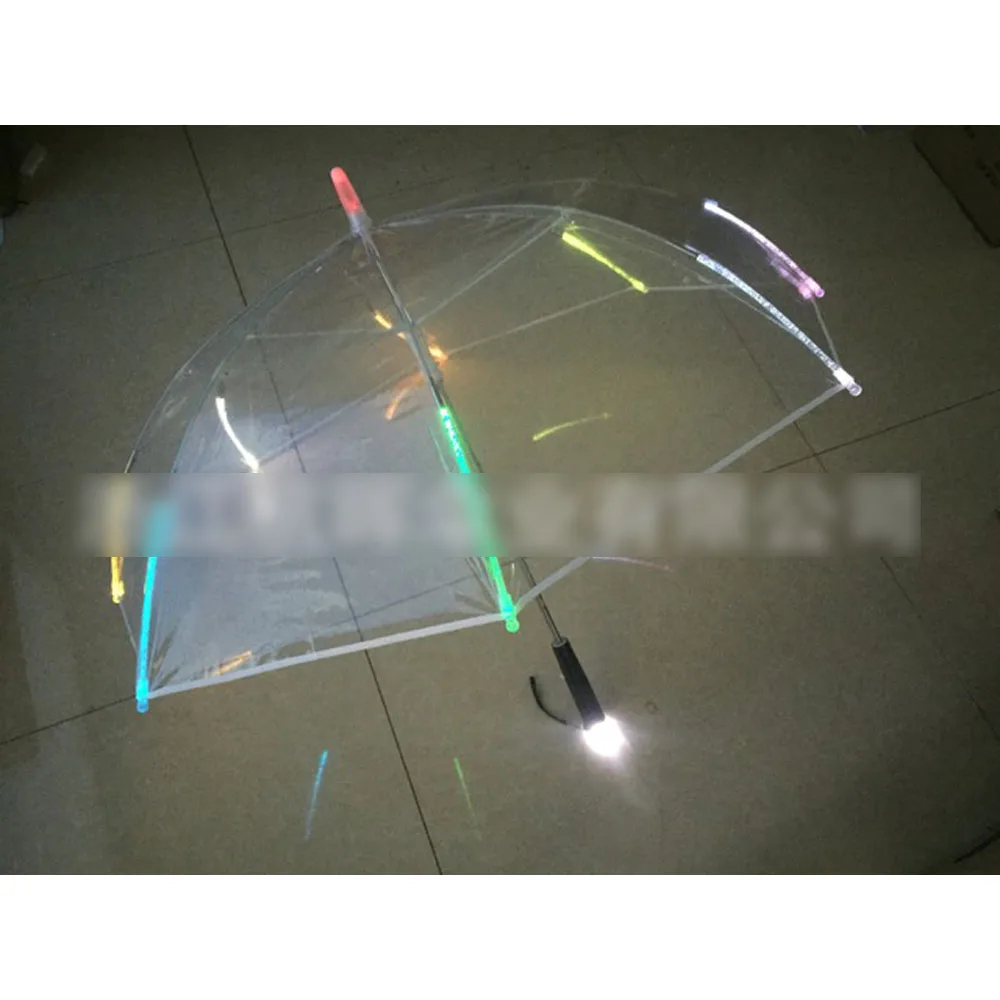 

Straight Umbrella Parasol 8 Rib Light up Blade Runner Style Changing Color LED Umbrella with Flashlight Transparent Handle