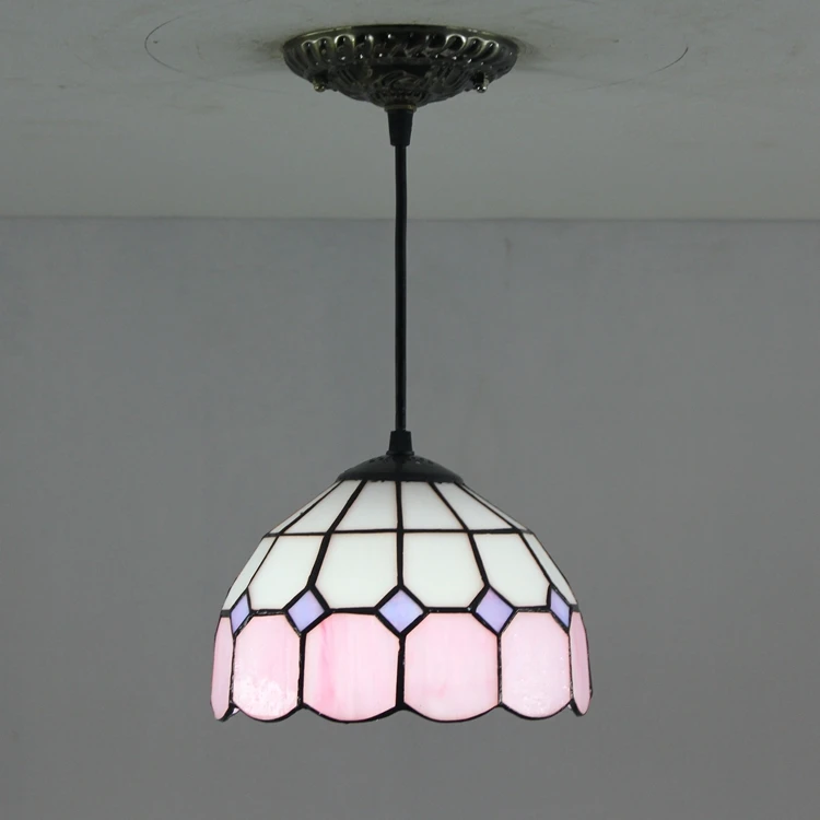 

European Pink Mediterranean Restaurant Art lighting Bar terrace Stained glass decorate Pendant lamps E27 110-240V 8 inch 20CM