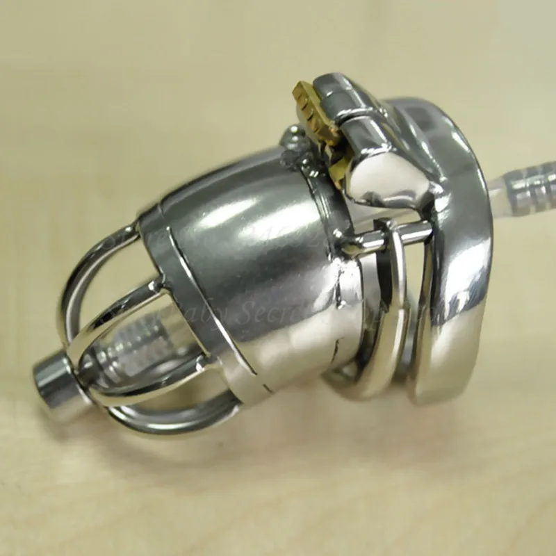 Stainless Steel Stealth Lock Male Chastity Device with Anti-Shedding Ring Urethral Catheter,Cock Cage,Penis Ring Sex Toy For Men