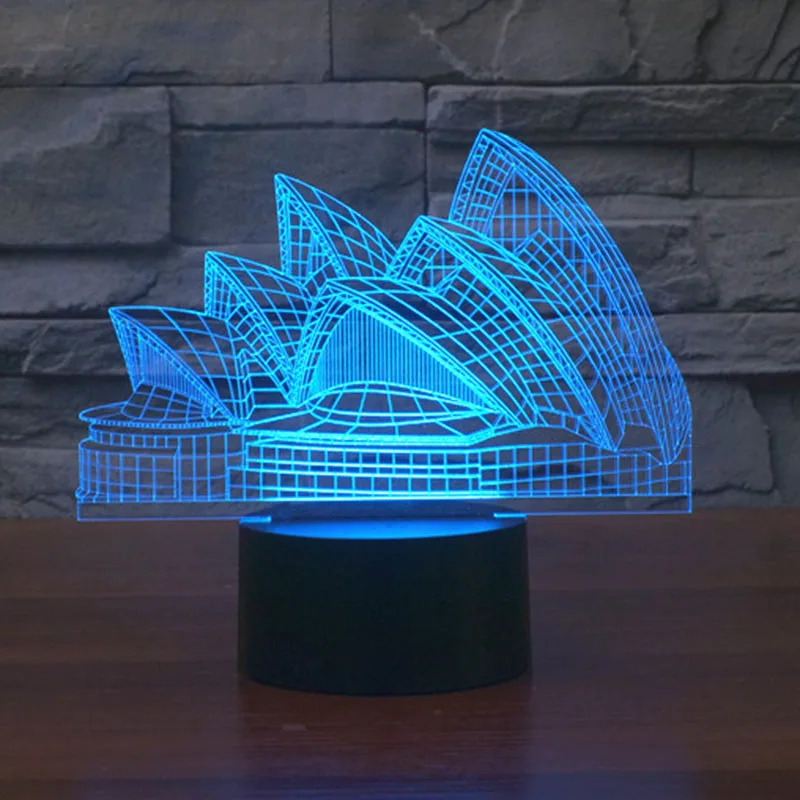 

Color Changing Night Light Indoor Sydney Opera House 3D night light australia led bulb USB Novelty Light For gifts