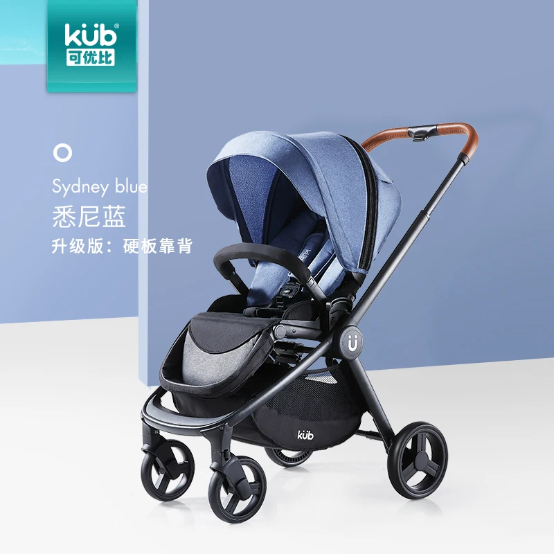 Детская коляска, легкая, складная, может лежать, детская коляска с высоким пейзажем, детская коляска с двумя способами - Цвет: blue