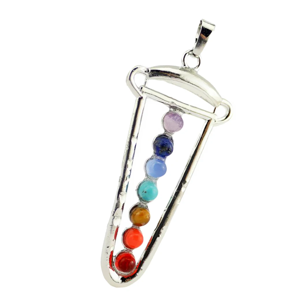 Phenovo Fashion 7 Chakra Colorful Crystal Energy Pendant for lapis lazuli Redstone Pendants Necklace Fashion Jewelry