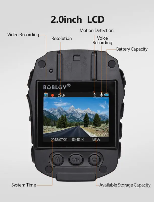 BOBLOV PD50 Body Camera Policial HD 1296P IR Night Vision Security Pocket Police Camera 32GB Video