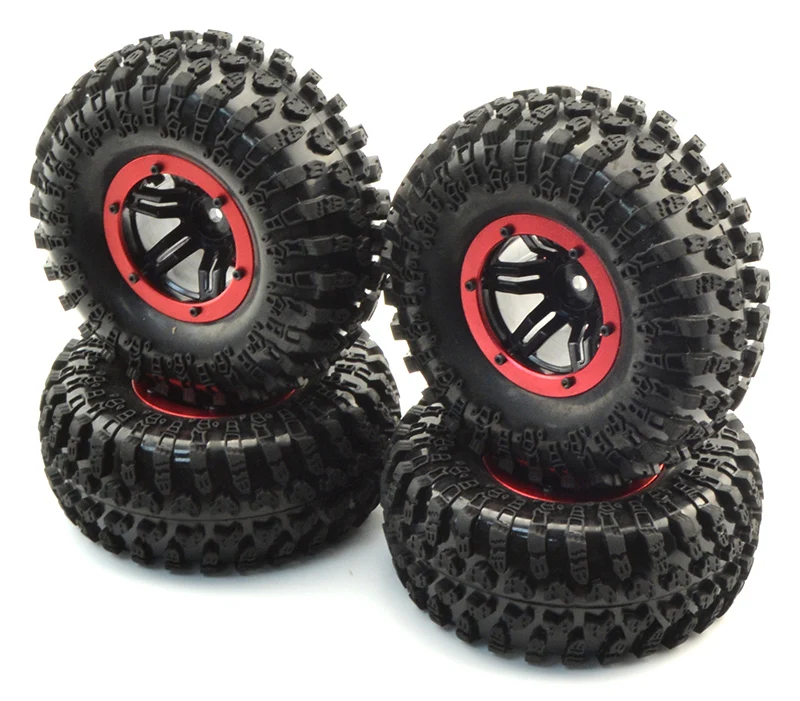 4x2.2" Air Pneumatic Tires with Alloy Beadlock Wheels Set for 1/10 Rc