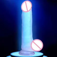 Luminous Silicone Soft Dildo Suction Cup Realistic Penis Artificial Fake Dick Sex Toys For Woman Adult Masturbator Lights Dildos