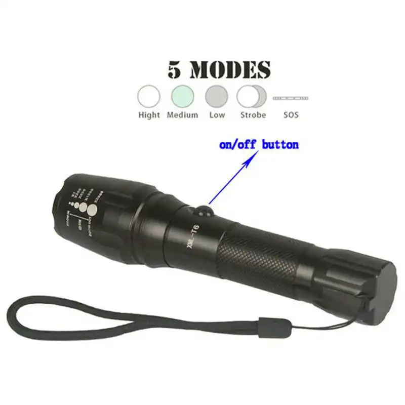 PROBE SHINY G700 X800 Zoomable XML T6 LED Tactical Flashlight lanterna led recarregavel+18650AAA Battery+Charger+Case #3S27 (6)