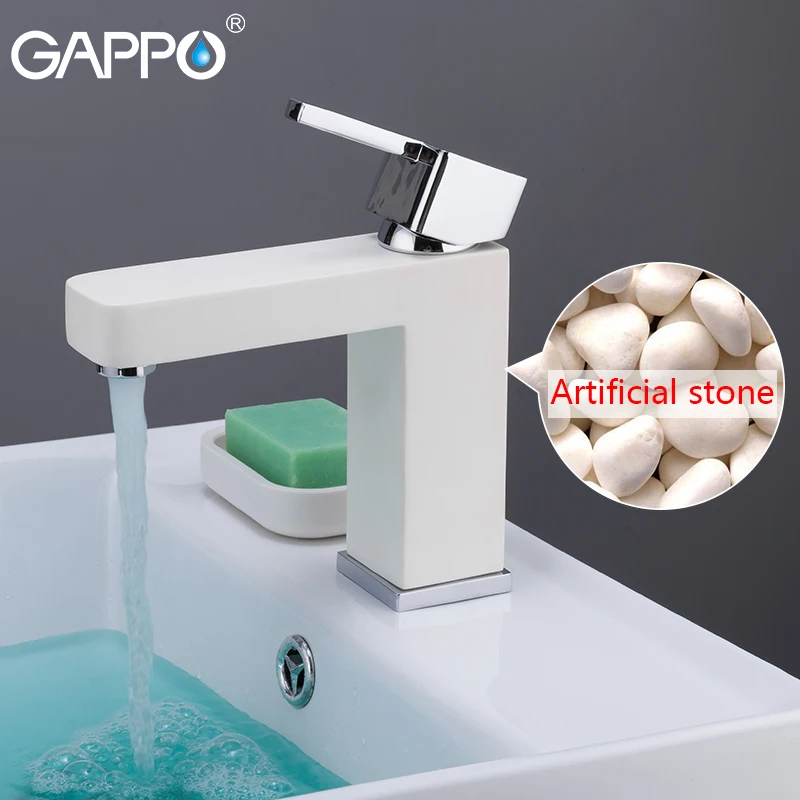 Gappo Basin Faucets Waterfall Faucet Deck Mount White Basin Mixer