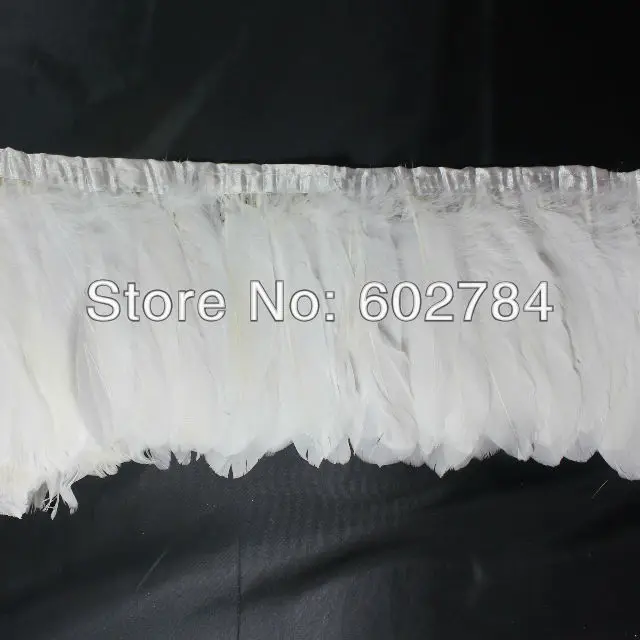 

Free Shipping 2meters white geese feather trim / trimming / fringe dyed goose feather ribbon Trim for Dress/Christmas/Halloween