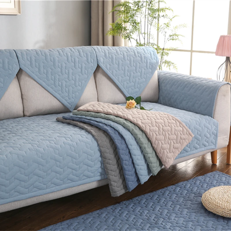 

Machine Washable Sofa Cover Solid Cotton Sofa Couch Cover Four Seasons Anti-skid Slipcover For Living Room L-shaped Sofa Decor