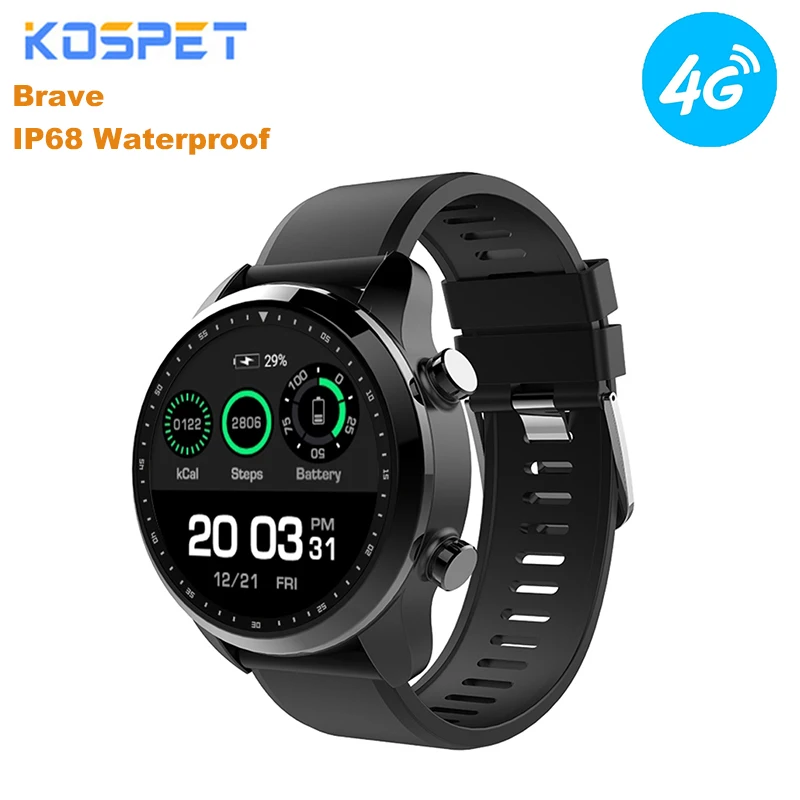 

Kospet Brave 4G Smartwatch Phone 1.3 Inch IP68 Waterproof Smart Phone Call Watch Android 6.0 MTK6737 1.2GHz Smart Watch 2GB+16GB