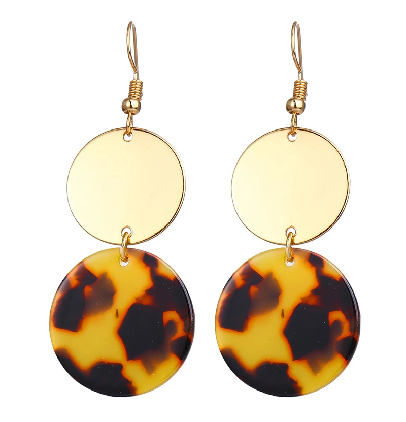 

2019 New Fashion Leopard Grain Tortoise Shell Big Hook Acrylic Earrings Elegant Drop Earring Pendientes Mujer 1E941